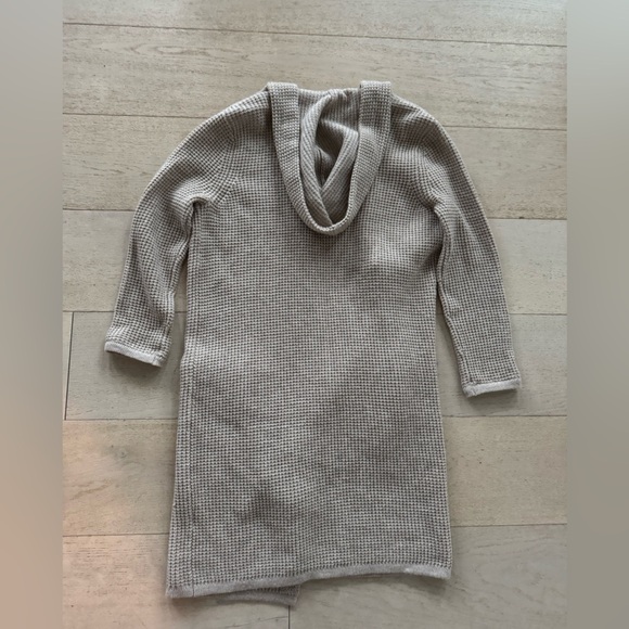 Jenni Kayne Hooded Waffle Knit Cardigan Sweater Oatmeal Wool Cashmere size Small - Picture 3 of 9